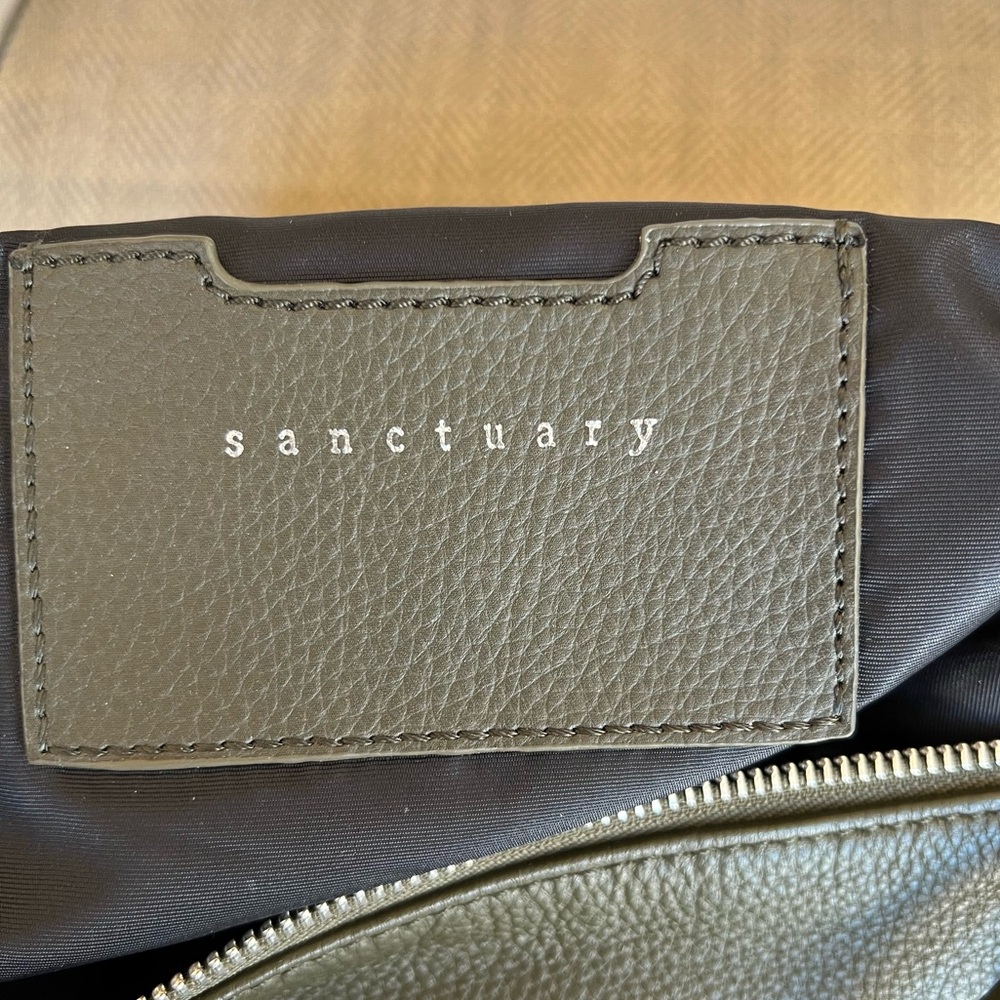 Sanctuary Olive Green Pebbled Leather Top Zip Crossbody Shoulder Bag - Picture 11 of 12